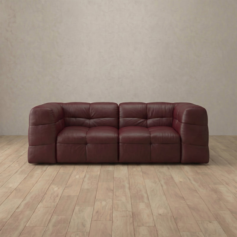 Top Grain Leather::Juna Comfort Sofa 2 Seater Burgundy Top Grain Leather 6:TGL