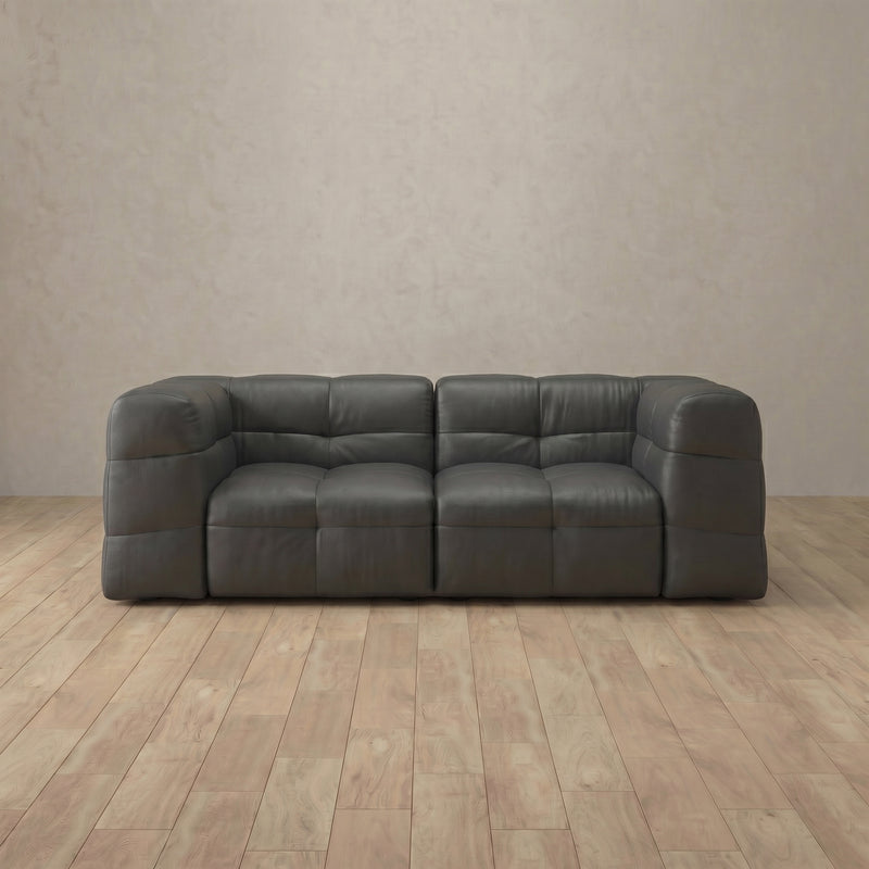 Top Grain Leather::Juna Comfort Sofa 2 Seater Charcoal Top Grain Leather 7:TGL