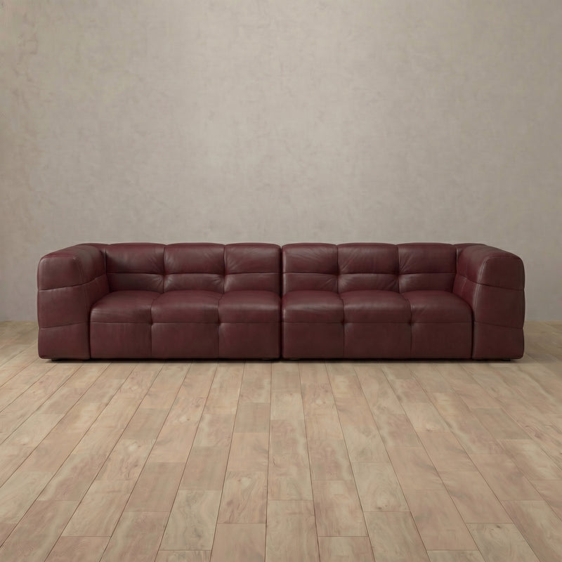 Top Grain Leather::Juna Comfort Sofa 3 Seater  Burgundy Top Grain Leather 6:TGL