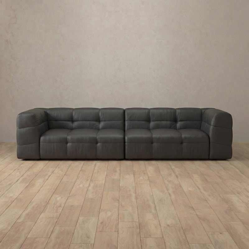 Top Grain Leather::Juna Comfort Sofa 3 Seater  Charcoal Top Grain Leather 7:TGL