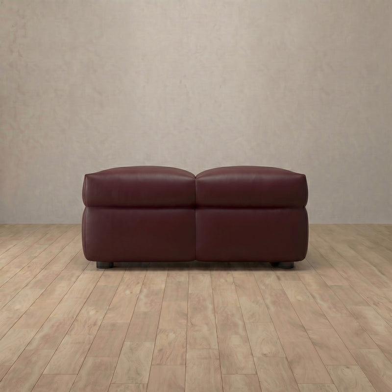 Top Grain Leather::Juna Comfort Sofa Ottoman Burgundy Top Grain Leather v2 6:TGL