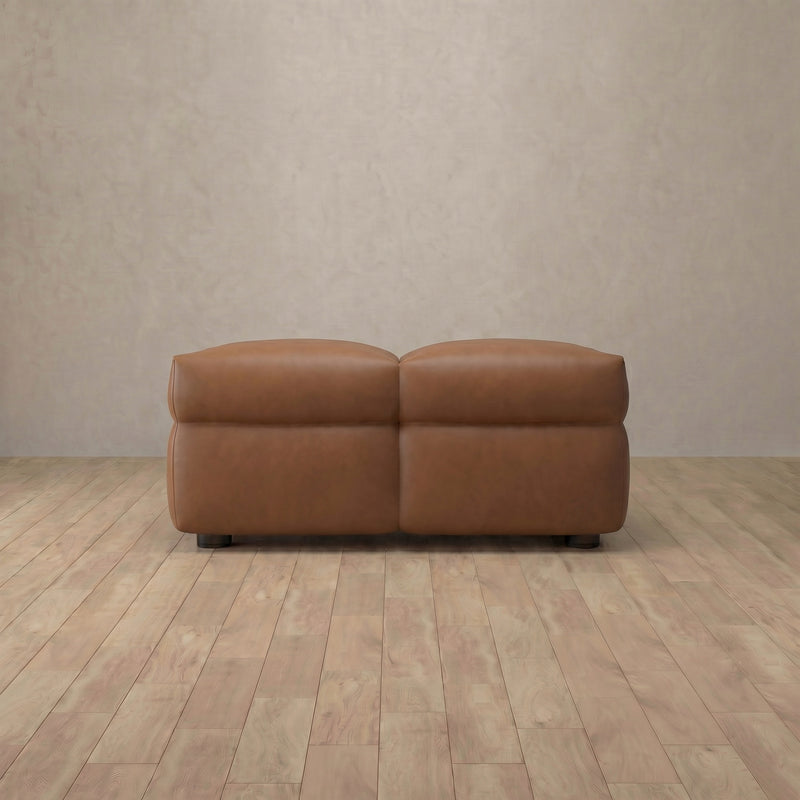 Top Grain Leather::Juna Comfort Sofa Ottoman Cognac Top Grain Leather v1 4:TGL