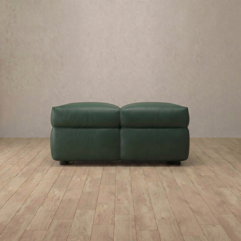 Top Grain Leather::Juna Comfort Sofa Ottoman Forest Green Top Grain Leather 5:TGL
