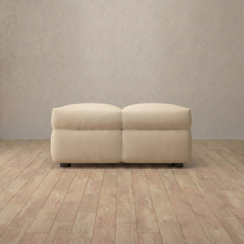 Top Grain Leather::Juna Comfort Sofa Ottoman Linen Top Grain Leather 2:TGL