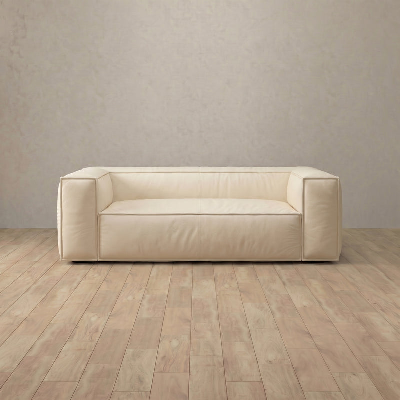 Leather Top Grain Sofa Loveseat (83") — Cream