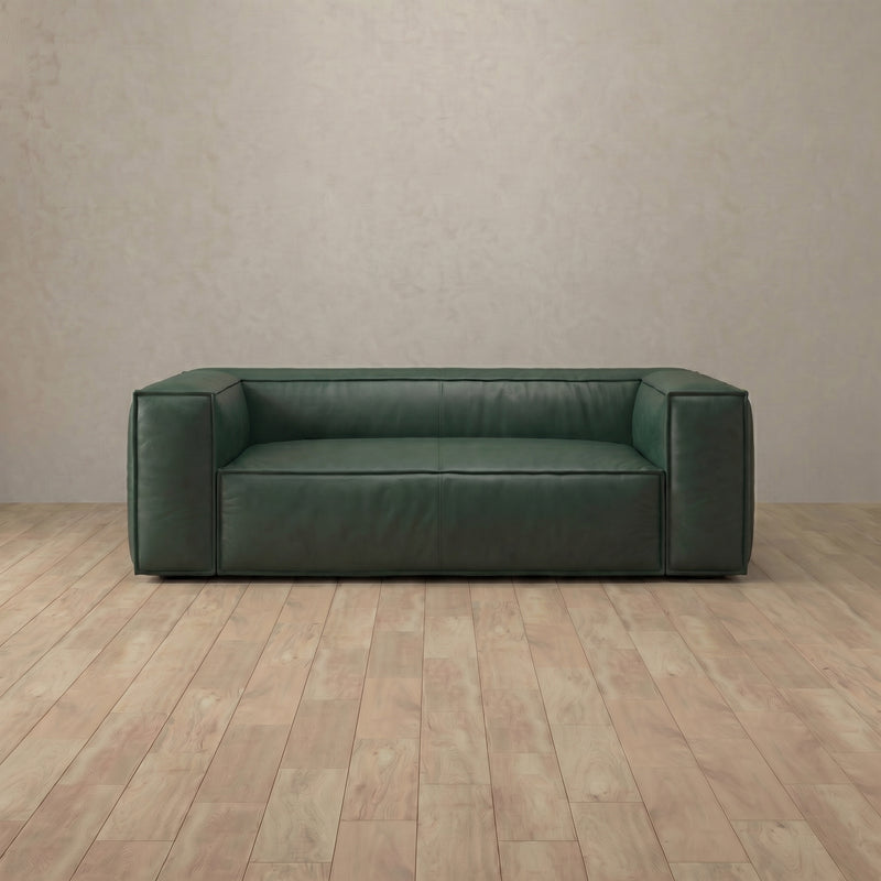 Top Grain Leather::Leather Top Grain Sofa 2 Seater Forest Green Top Grain Leather 5:TGL