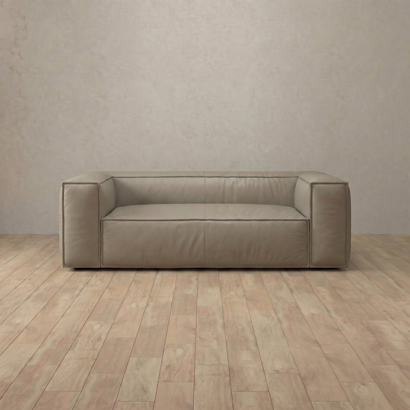 Leather Top Grain Sofa Loveseat (83") — Taupe