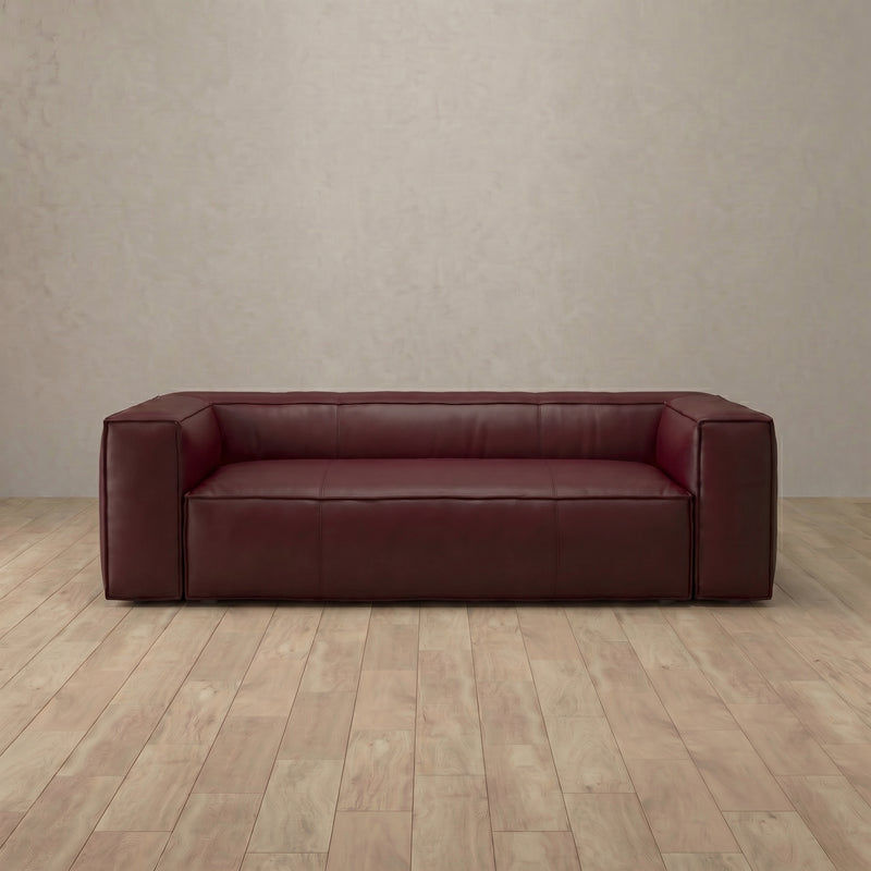 Top Grain Leather::Leather Top Grain Sofa 3 Seater  Burgundy Top Grain Leather 6:TGL