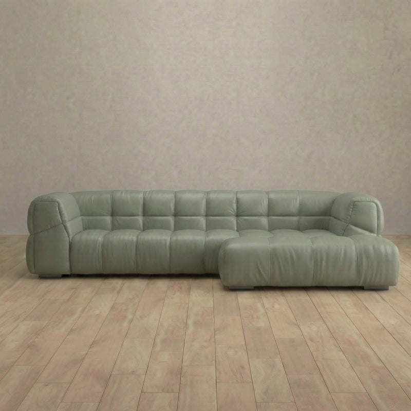 Puff Sofa Chaise Sectional (111") — Sage