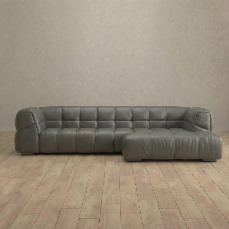 Puff Sofa Chaise Sectional (111") — Stone