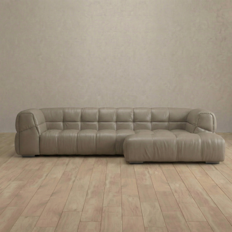 Puff Sofa Chaise Sectional (111") — Taupe