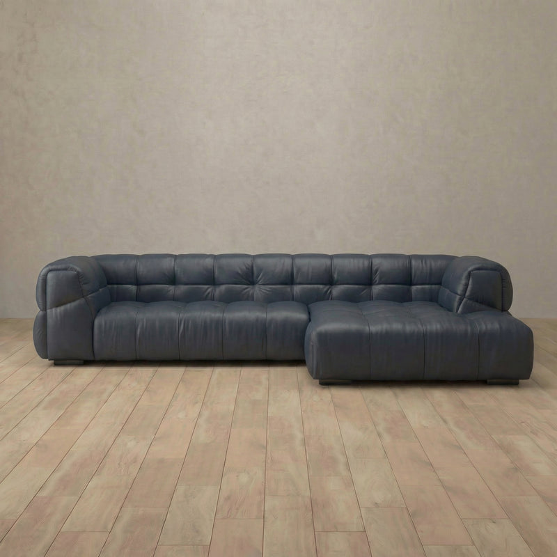 Puff Sofa Chaise Sectional (133") — Ink Blue