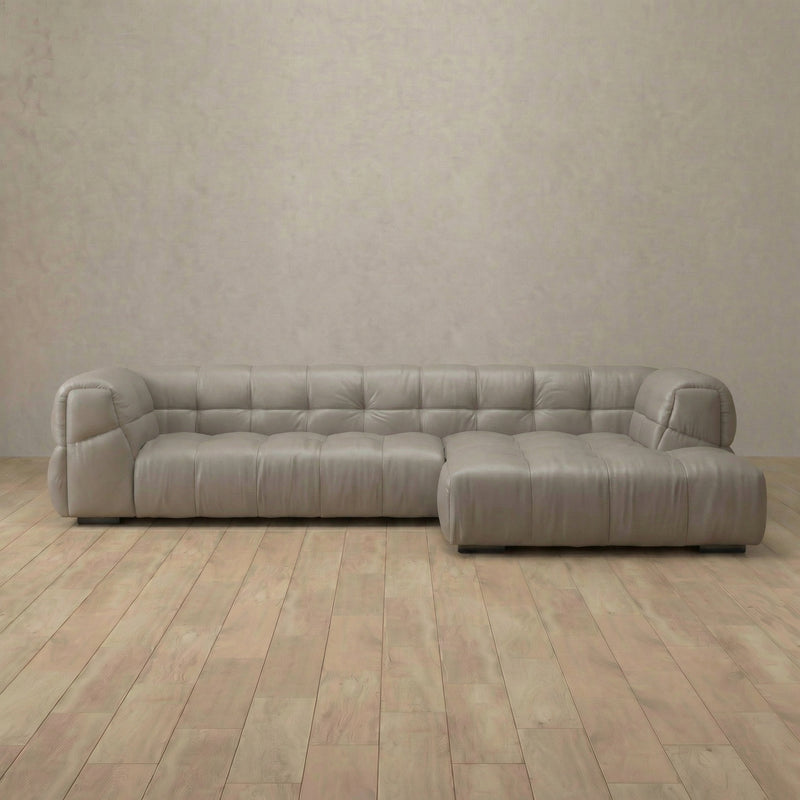 Puff Sofa Chaise Sectional (133") — Pewter