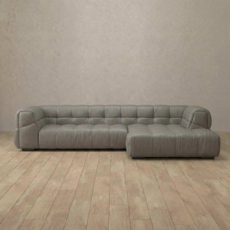 Puff Sofa Chaise Sectional (133") — Stone