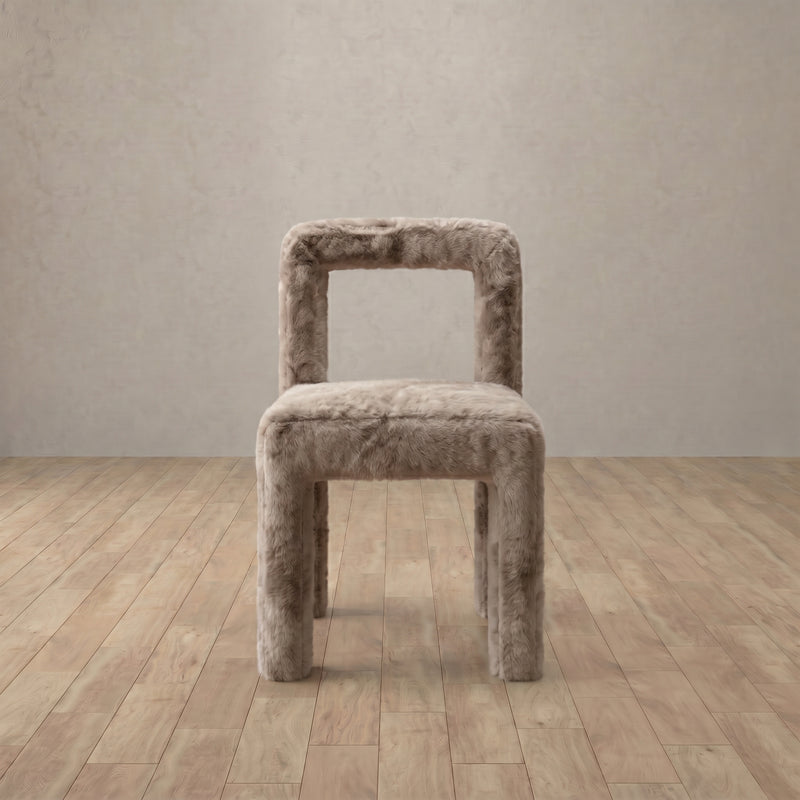Miro Sheepskin Dining Chair — Light Truffle