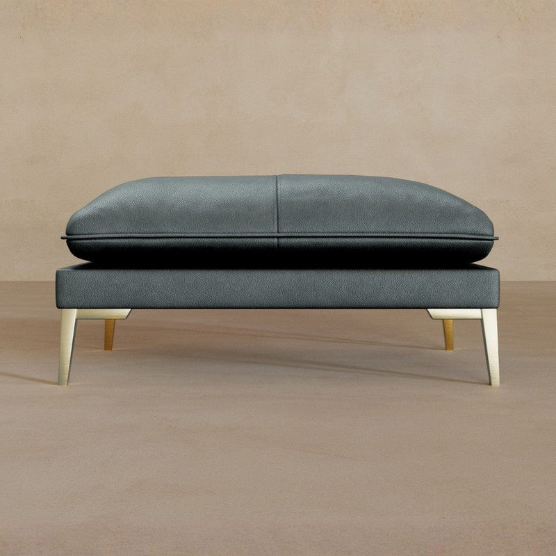 Ottoman-Full Grain Leather-Pewter