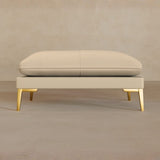 Ottoman-Top Grain Leather-Linen