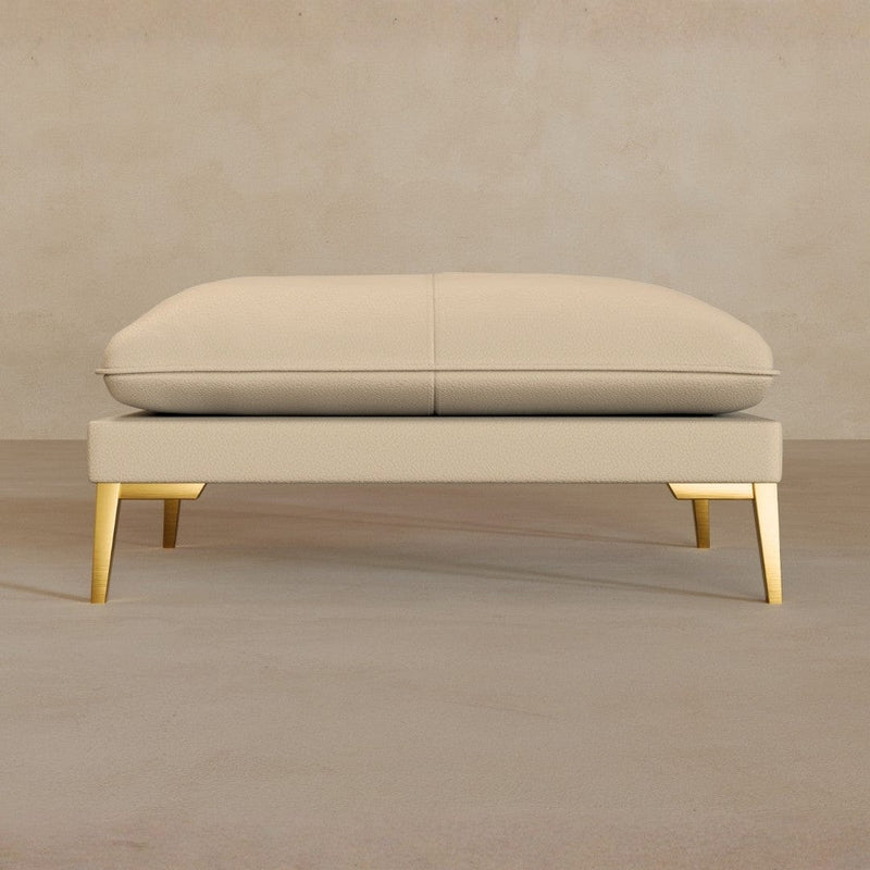 Ottoman-Top Grain Leather-Linen