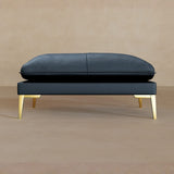 Ottoman-Top Grain Leather-Navy