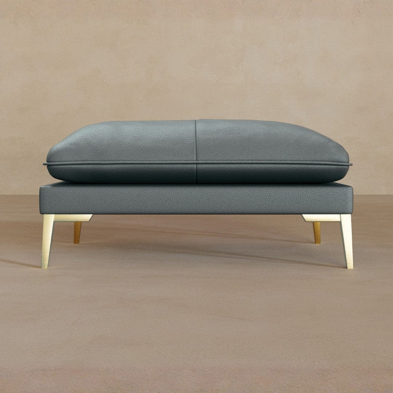 Ottoman-Top Grain Leather-Pewter