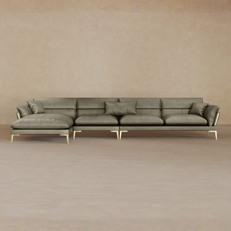 Right Chaise-Full Grain Leather-Greige