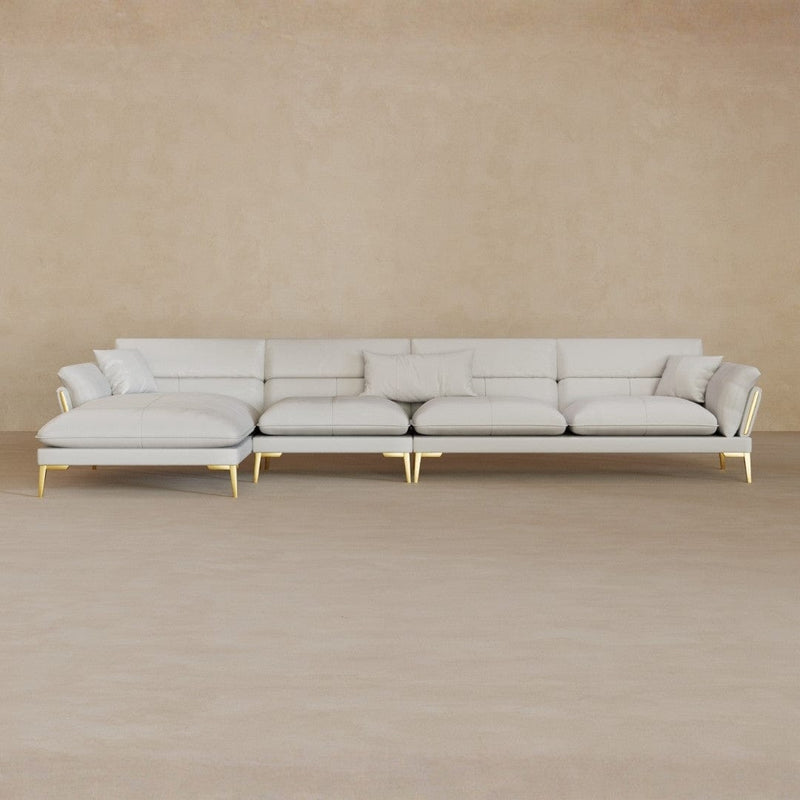 Right Chaise-Full Grain Leather-Ivory