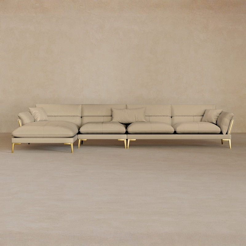 Right Chaise-Full Grain Leather-Linen