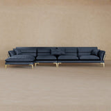 Right Chaise-Full Grain Leather-Navy