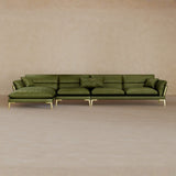 Right Chaise-Full Grain Leather-Olive
