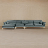 Right Chaise-Full Grain Leather-Pewter