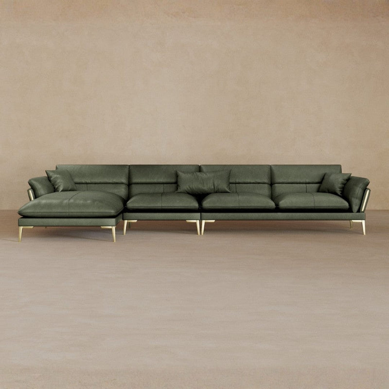 Right Chaise-Full Grain Leather-Sage