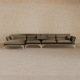 Right Chaise-Full Grain Leather-Stone