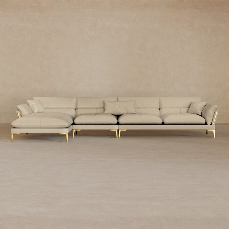 Right Chaise-Top Grain Leather-Alabaster