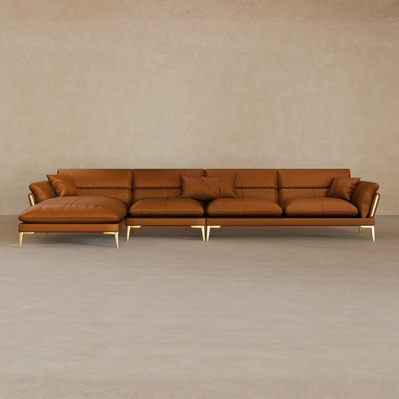 Right Chaise-Top Grain Leather-Brandy