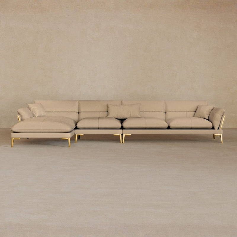 Right Chaise-Top Grain Leather-Chalk