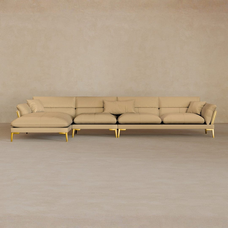 Right Chaise-Top Grain Leather-Fawn