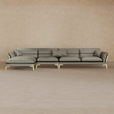 Right Chaise-Top Grain Leather-Greige
