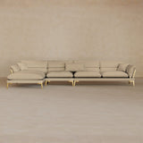 Right Chaise-Top Grain Leather-Linen