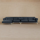 Right Chaise-Top Grain Leather-Navy
