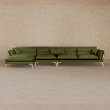 Right Chaise-Top Grain Leather-Olive