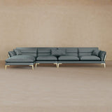 Right Chaise-Top Grain Leather-Pewter