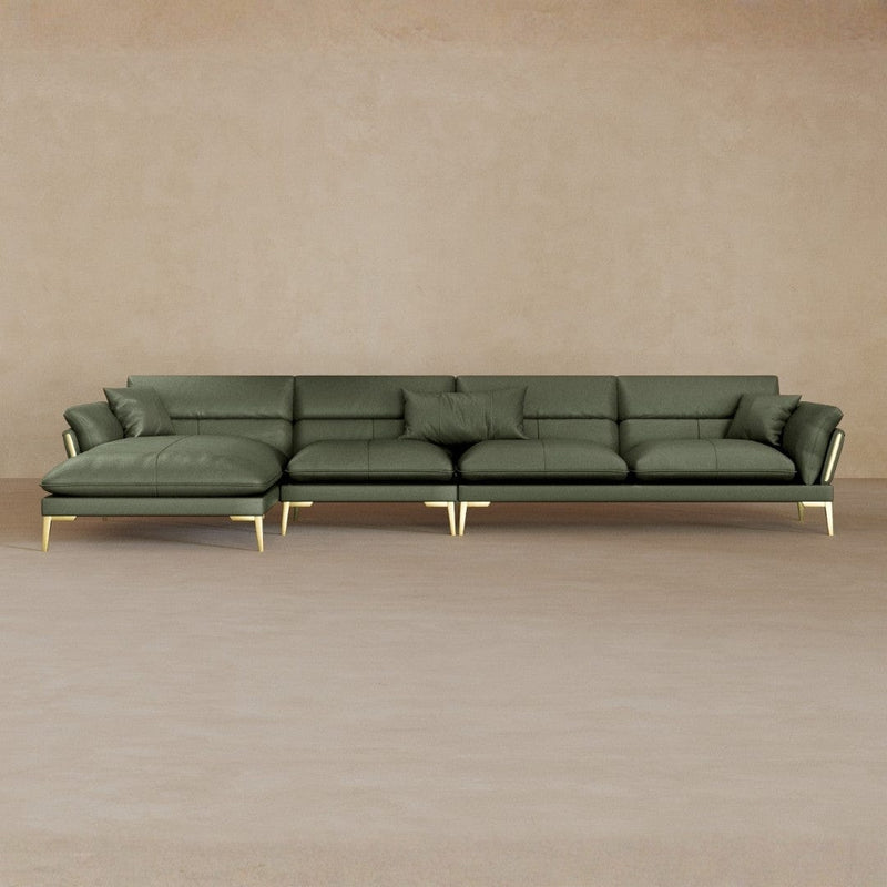 Right Chaise-Top Grain Leather-Sage
