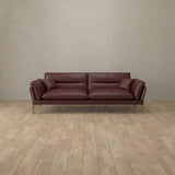 Top Grain Leather::Modern Italian Leather Sofa 2 Seater  Burgundy Top Grain Leather [grid:6:TGL]