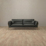 Top Grain Leather::Modern Italian Leather Sofa 2 Seater  Charcoal Top Grain Leather [grid:7:TGL]