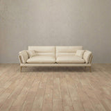 Top Grain Leather::Modern Italian Leather Sofa 2 Seater  Cream Top Grain Leather