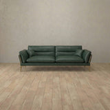 Top Grain Leather::Modern Italian Leather Sofa 2 Seater  Forest Green Top Grain Leather [grid:5:TGL]