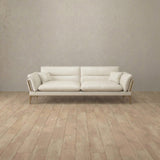 Top Grain Leather::Modern Italian Leather Sofa 2 Seater  Ivory Top Grain Leather