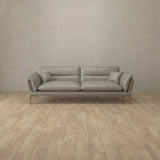 Top Grain Leather::Modern Italian Leather Sofa 2 Seater  Pewter Top Grain Leather