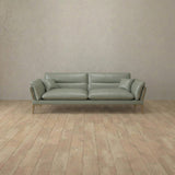 Top Grain Leather::Modern Italian Leather Sofa 2 Seater  Sage Top Grain Leather