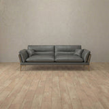 Top Grain Leather::Modern Italian Leather Sofa 2 Seater  Smoke Top Grain Leather